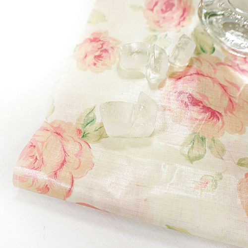 Waterproof Cloth Poly Linen Floral Laminate Waterproof Fabric Oscar Pink 3130