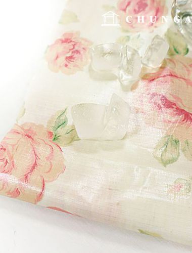 Waterproof Cloth Poly Linen Floral Laminate Waterproof Fabric Oscar Pink 3130