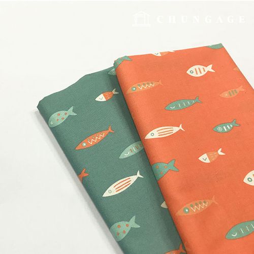 Cotton Fish Fabric 20 count Simple Orange Fish 2 types 2336