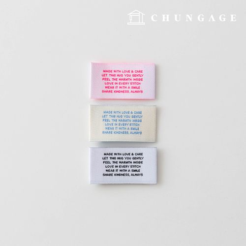 Polyester Double-Fold Woven Label Love & Care 4-Pack 3 Types