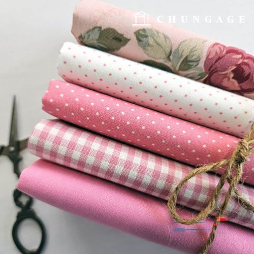 Fabric Package Flower Scrap Fabric Dot Check Fabric Doll Dog Clothes Making Spring Flower 4 Types 55x45cm 9516