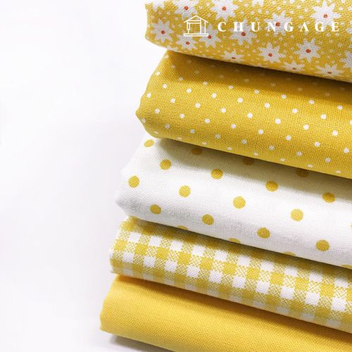 Fabric Package Flower Scrap Fabric Dot Check Fabric Doll Dog Clothes Making Petit Series yellow 55x45cm 9002