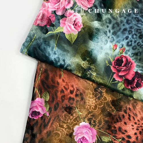Velvet Fabric Span Floral Patterns Fabric Wide Width Wild Rose 2 Types 6258