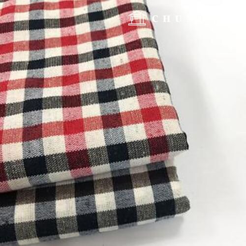 Gauze Fabric Check Oxford Yarn-dyed Basic Check 2 Types 6129