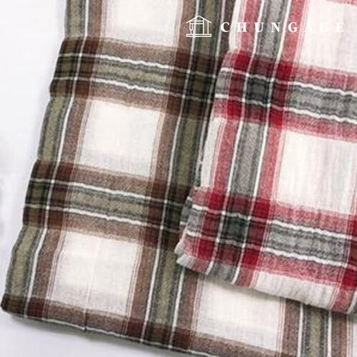 Yoru Gauze Fabric Washed Yarn-dyed Check 2 Types 6124