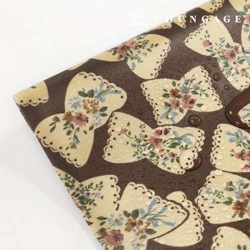 Waterproof Cloth Floral Pattern Flower Laminate Waterproof Fabric 20 Count Flower Ribbon Brown 3040