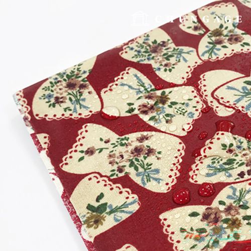 Waterproof Cloth Floral Pattern Flower Laminate Waterproof Fabric 20 Count Flower Ribbon Red 3038