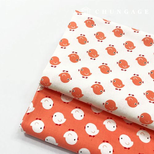 Cotton Animal Fabric 20 count Chick Picnic Coral 2 types 2324