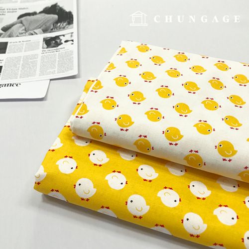 Cotton Animal Fabric 20 count Chick Picnic yellow 2 types 2323
